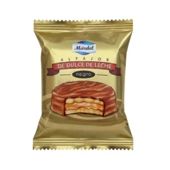 Alfajores dulce de leche e cioccolato fondente, dolcetto ripieno di dulce de leche e ricoperto di cioccolato fondente da 50g