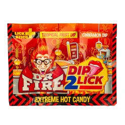 Dr. Fire Dip 2 Lick, lecca lecca con polverina piccante alla frutta e alla cannella da 18g