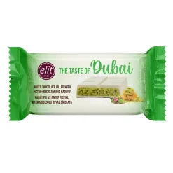 Elit White Dubai Chocolate, barretta di cioccolato bianco con crema di pistacchio e Kadayif da 90g