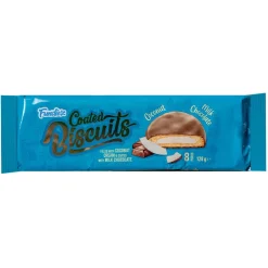 Fundiez Coated Biscuits Coconut, biscotti con crema al gusto di cocco da 128g