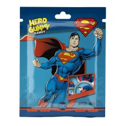 Hero Gummy Candy Superman, caramelle gommose con ripieno al gusto di fragola e mirtillo da 80g