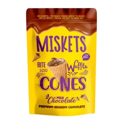 Miskets Cones With Milk Chocolate, coni di cialda con ripieno di cioccolato al latte da 70g