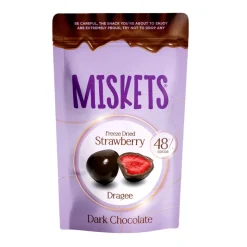 Miskets Freeze Dried Strawberry Dark Chocolate, fragola liofilizzata ricoperti di cioccolato fondente da 80g