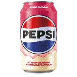 Pepsi Strawberries 'n' Cream Flavour Zero Sugar, bevanda al gusto di fragola e vaniglia da 330ml
