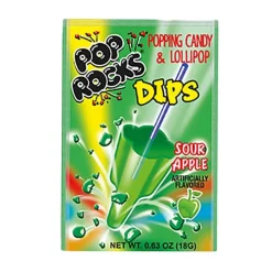 Pop Rocks Dips Sour Apple, caramella dura al gusto di mela verde da 18g