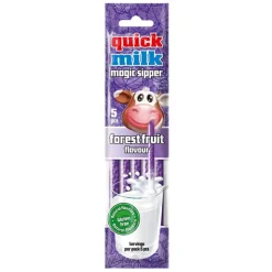 Quick Milk Magic Sipper Forest Fruit, cannucce con caramelle al gusto di frutti di bosco da 30g