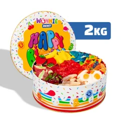 Wunnie Bucket “Happy Birthday”, latta di caramelle gommose da comporre con i gusti preferiti del festeggiato - 2 kg