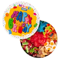 Wunnie Bucket “Happy Birthday”, latta di caramelle gommose da comporre con i gusti preferiti del festeggiato - 2 kg